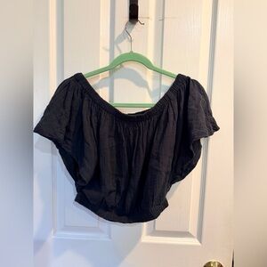 Free People Women’s Navy Blue Off-Shoulder Blouse Size Small